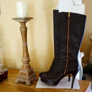 Knee high brown leather boots Vince Camuto